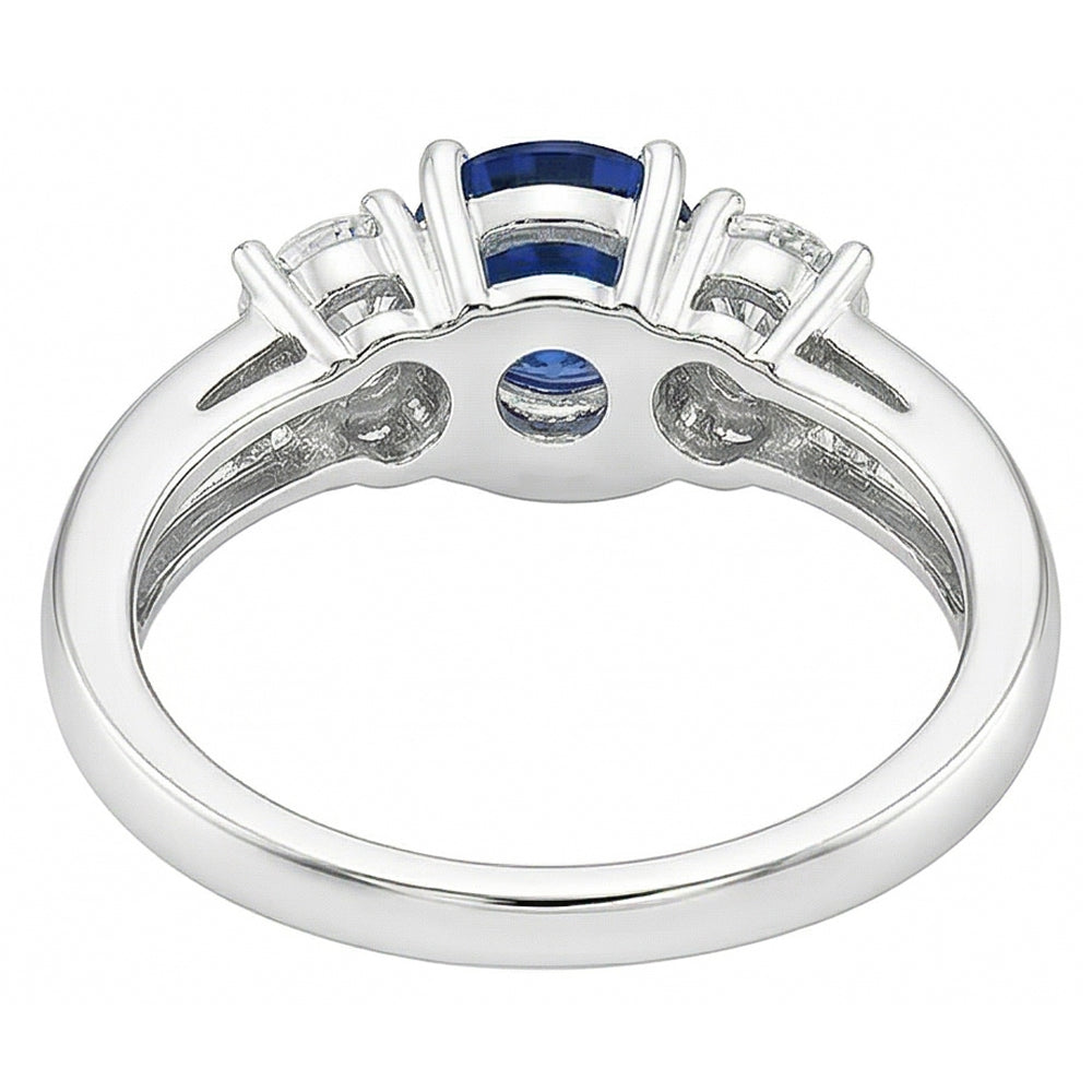 Natural Earth Mined Diamond Wedding Jewellery 2 Carat Round Ceylon Sapphire Ring