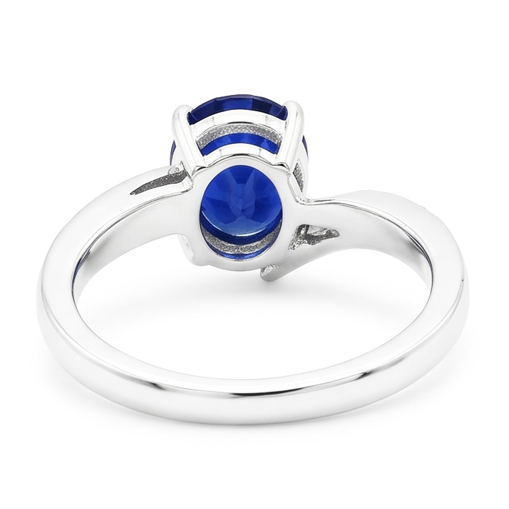 Natural Earth Mined Diamond and Sapphire Engagement Ring Oval Tension Style 2.50 Carats