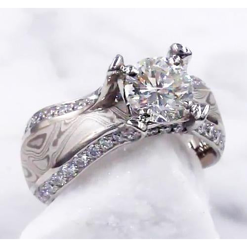 Natural Engagement Diamond Ring Wood Eye Metal 3 Carats