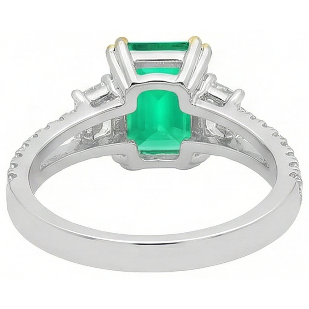 Gemstone Ring 14K Two Tone Gold with Emerald – top view