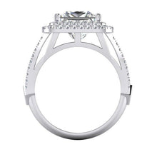 Halo Diamond Engagement Ring 6 Carats Split Shank White Gold 14K