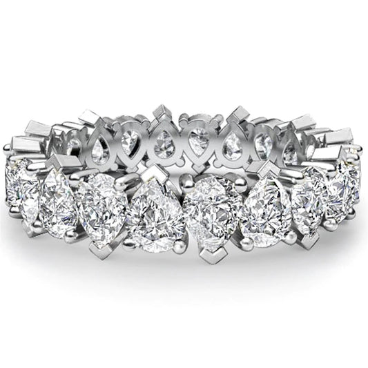 Natural Pear Cut Diamond Eternity Wedding Band 11 Carats White Gold 14K