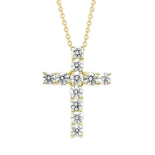Natural Prong Round Diamond Pendant 3.50 Carats Yellow Gold 14K Jewelry