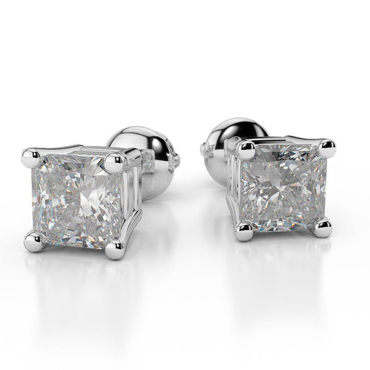 Natural Radiant Cut 4.00 Ct Diamonds Women Studs Earrings White Gold 14K