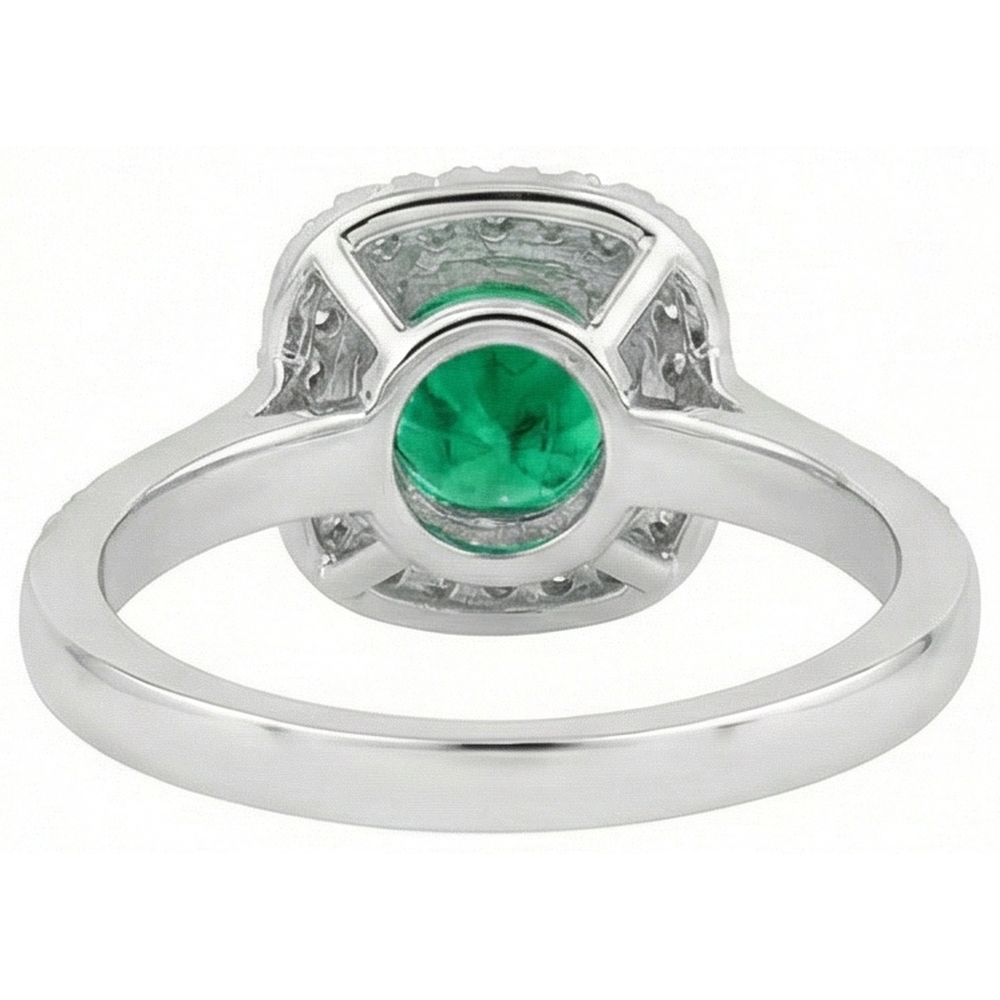 Genuine Emerald Colored Stone Ring 2 ct 14 Karat Two Tone Gold – top view