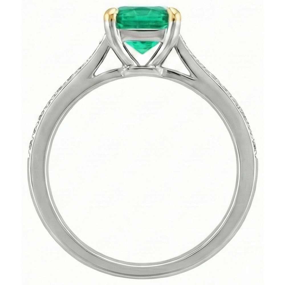 Precious Stone Ring 14K Two Tone Gold with Colombian Emerald – detail view