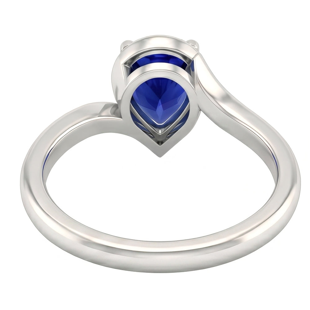 Real Cornflower Blue Sapphire Precious Stone Ring 1.50 ct White Gold – profile view