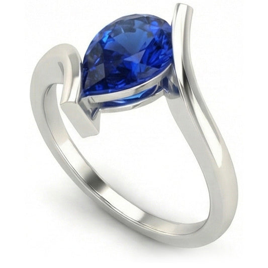 Earth-Mined Cornflower Blue Sapphire Colored Stone Ring – main view