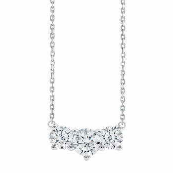 Natural Round Cut Diamond Three Stone Necklace Pendant 3 Ct White Gold 14K