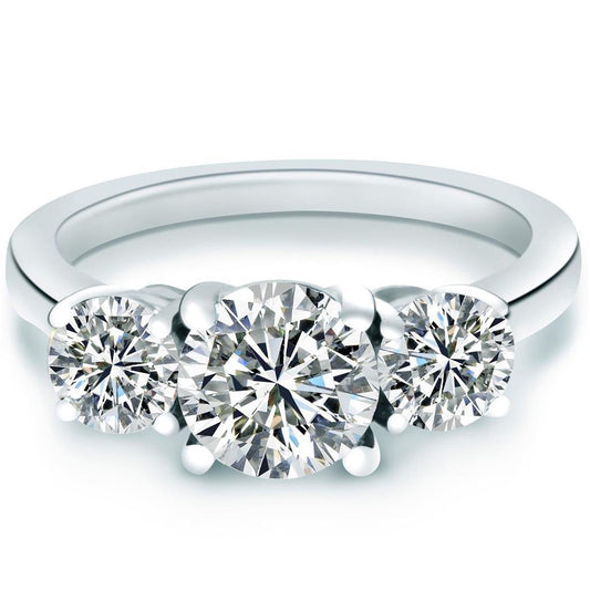 Natural Round Diamond 3 Stone Anniversary Ring Gold 1.40 Ct. Jewelry New