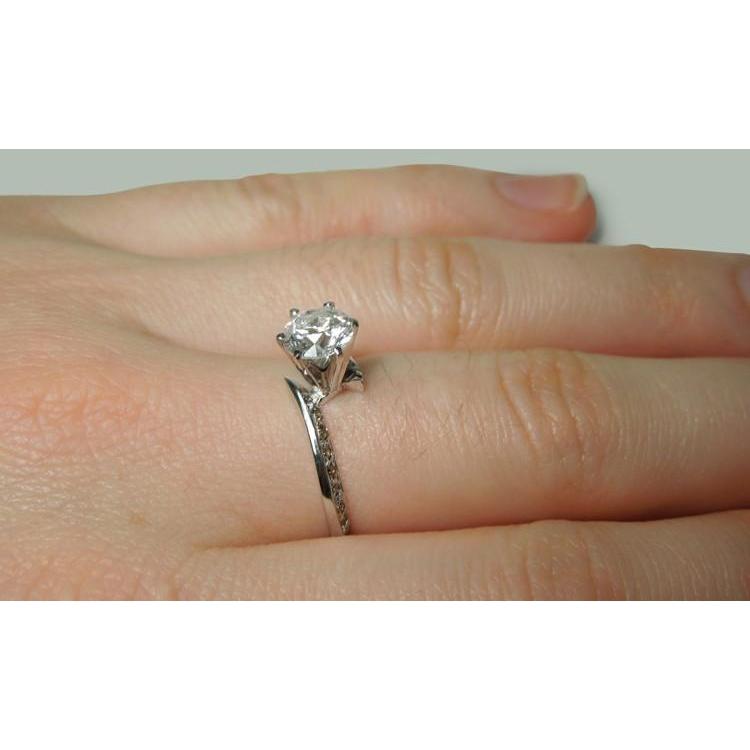 Natural Round Diamond Anniversary Ring 1.36 Carats White Gold 14K