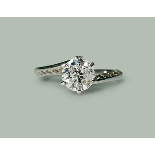 natural round diamond 1.36ct ring front view