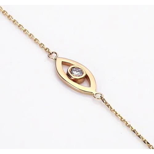 Natural Round Diamond Bracelet 1 Carat Bezel Set Yellow Gold 14K