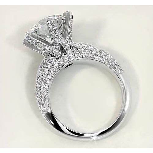Natural Round Diamond Engagement Ring 7.50 Carats Pave Style White Gold 14K 3