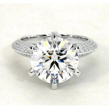 Natural Round Diamond Engagement Ring 7.50 Carats Pave Style White Gold 14K