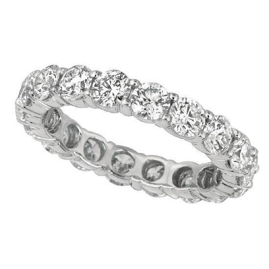 Natural Round Diamond Eternity Ring Band 3.40 Carats White Gold 18K