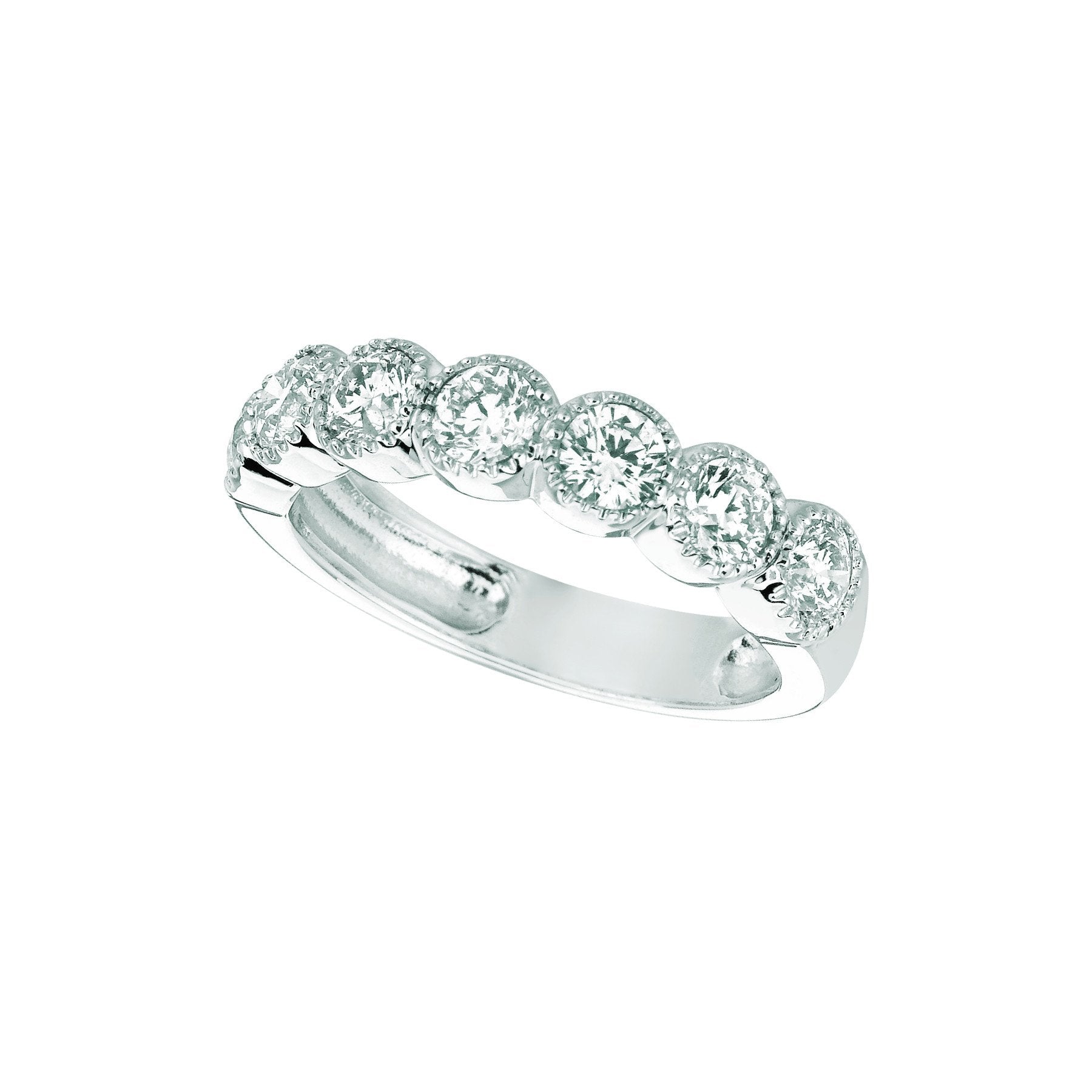 Natural Round Diamond Half Eternity Band 1.40 Carats 14K White Gold