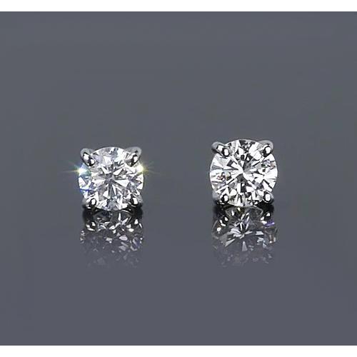 Natural Round Diamond Stud Earring 1.50 Carats Prong Style White Gold 14K
