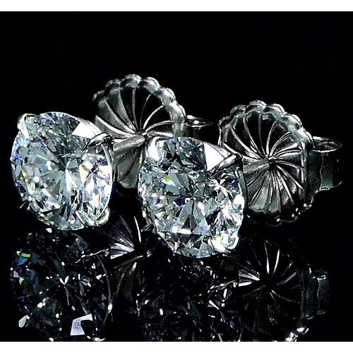 Round Diamond Stud Earrings 2 Carats White Gold 14K