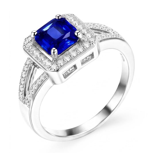 Natural Sapphire Ring 1.50ct - White Gold 14K
