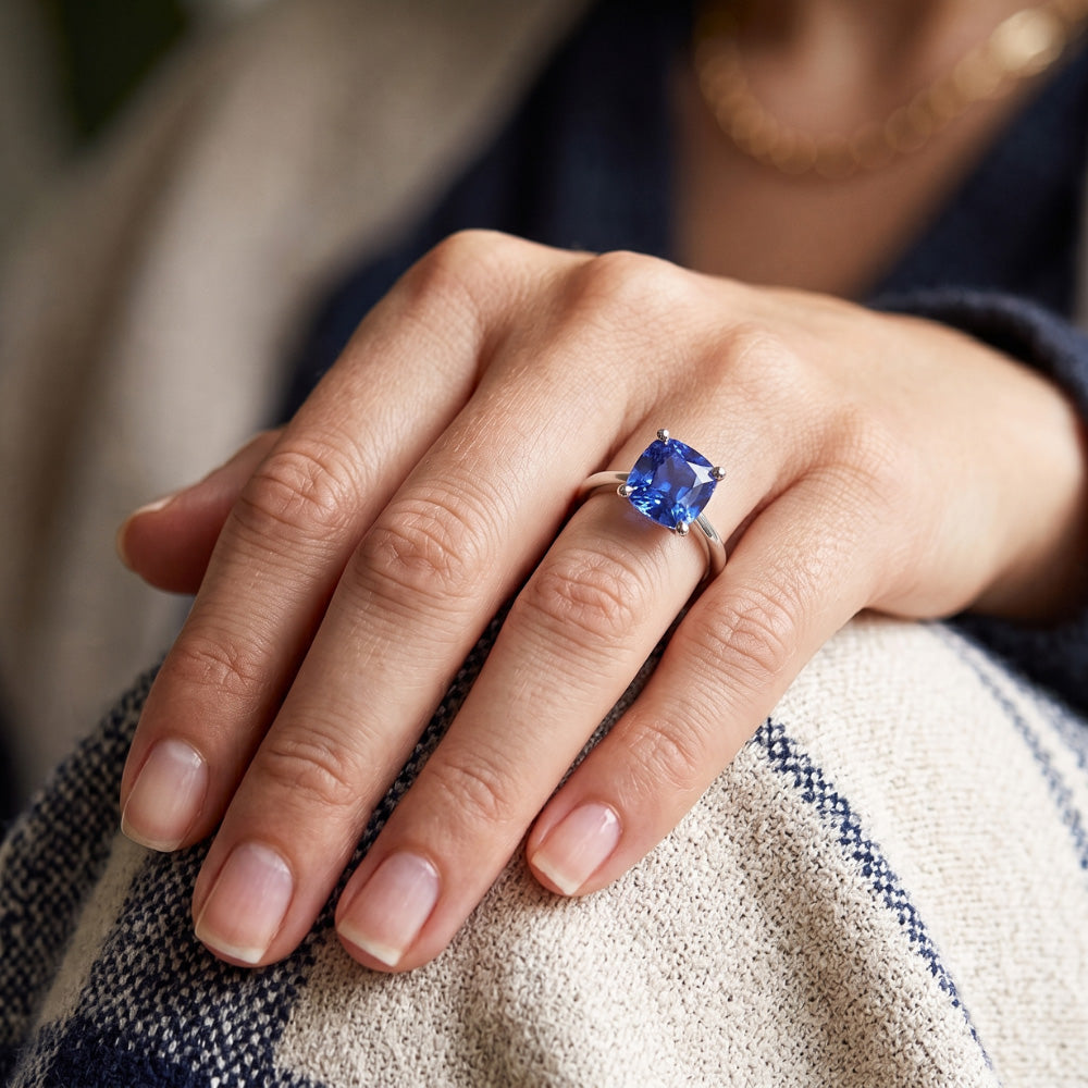 Natural Sapphire Ring 1.50ct - White Gold 14K