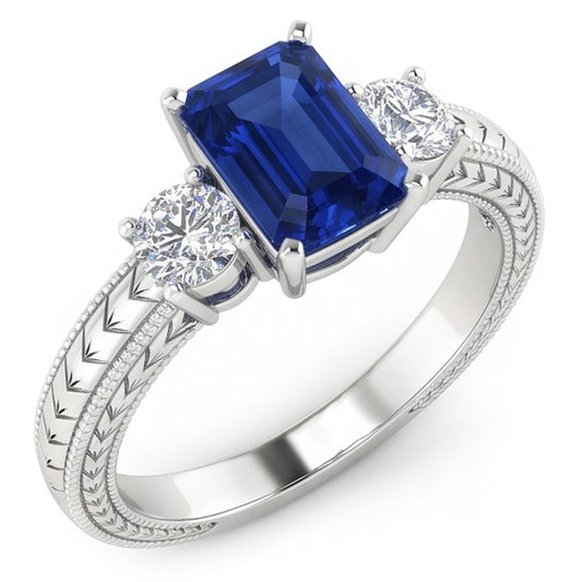 Natural Sapphire Ring 1.75ct - White Gold 14K