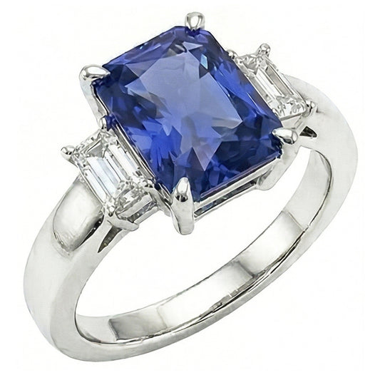 Natural Sapphire Ring 1.75ct - White Gold 14K
