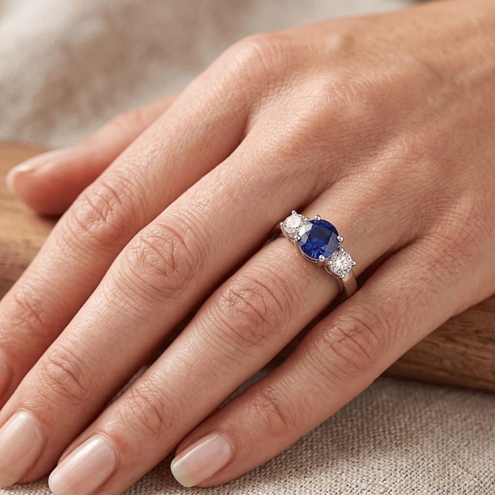 Natural Sapphire Ring 1.75ct - White Gold 14K