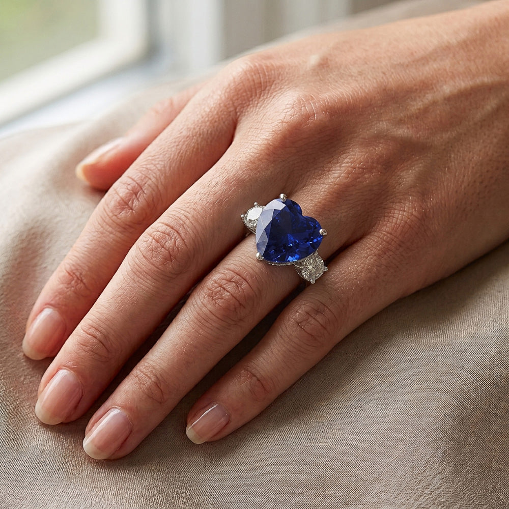 Natural Sapphire Ring 11ct - White Gold 14K