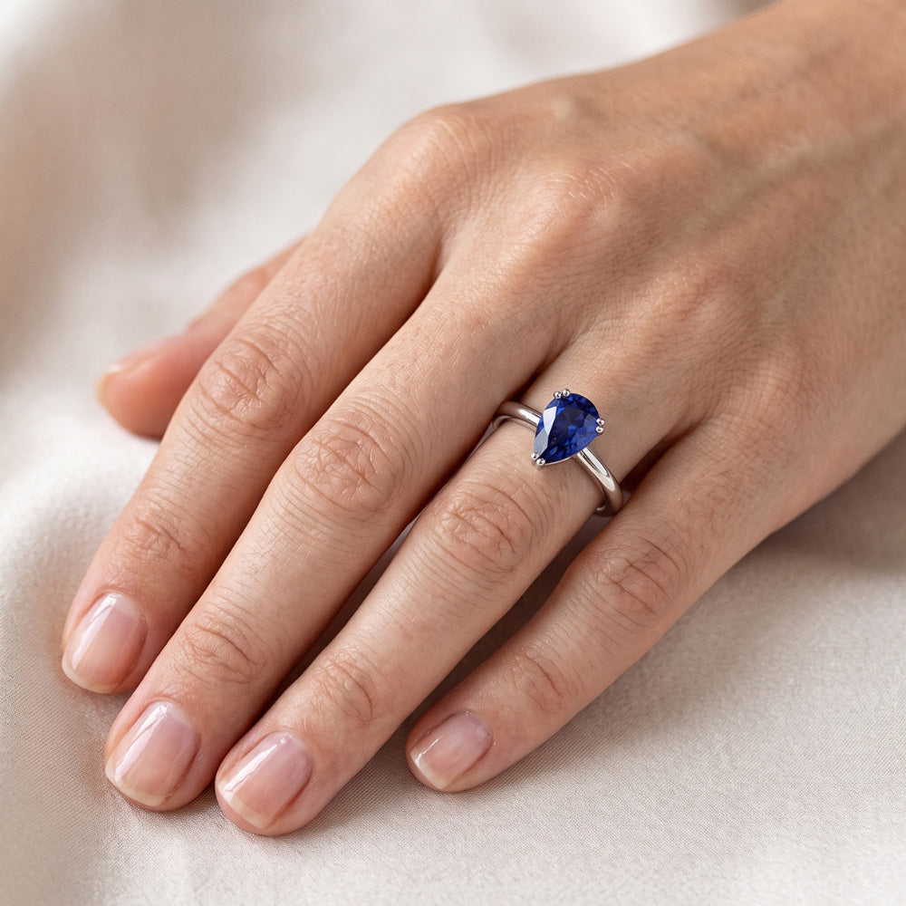 Natural Sapphire Ring 1ct - White Gold 14K