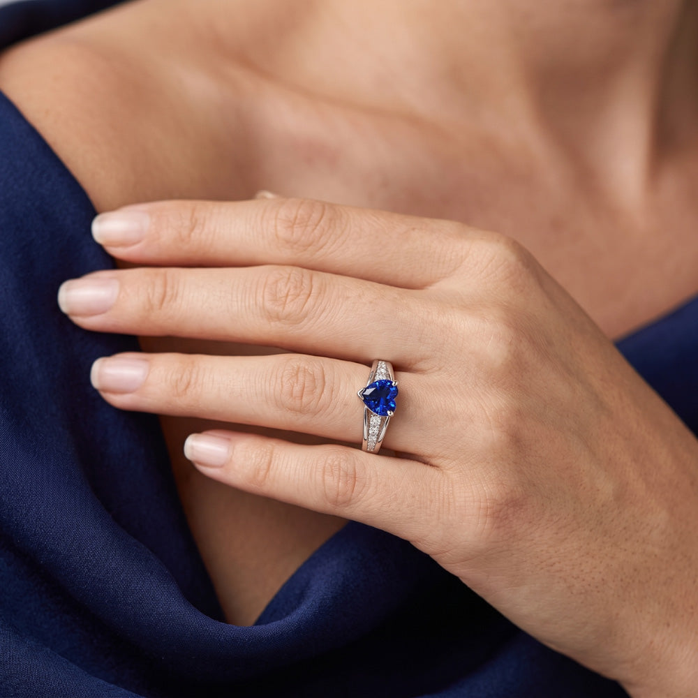 Natural Sapphire Ring 1ct - White Gold 14K