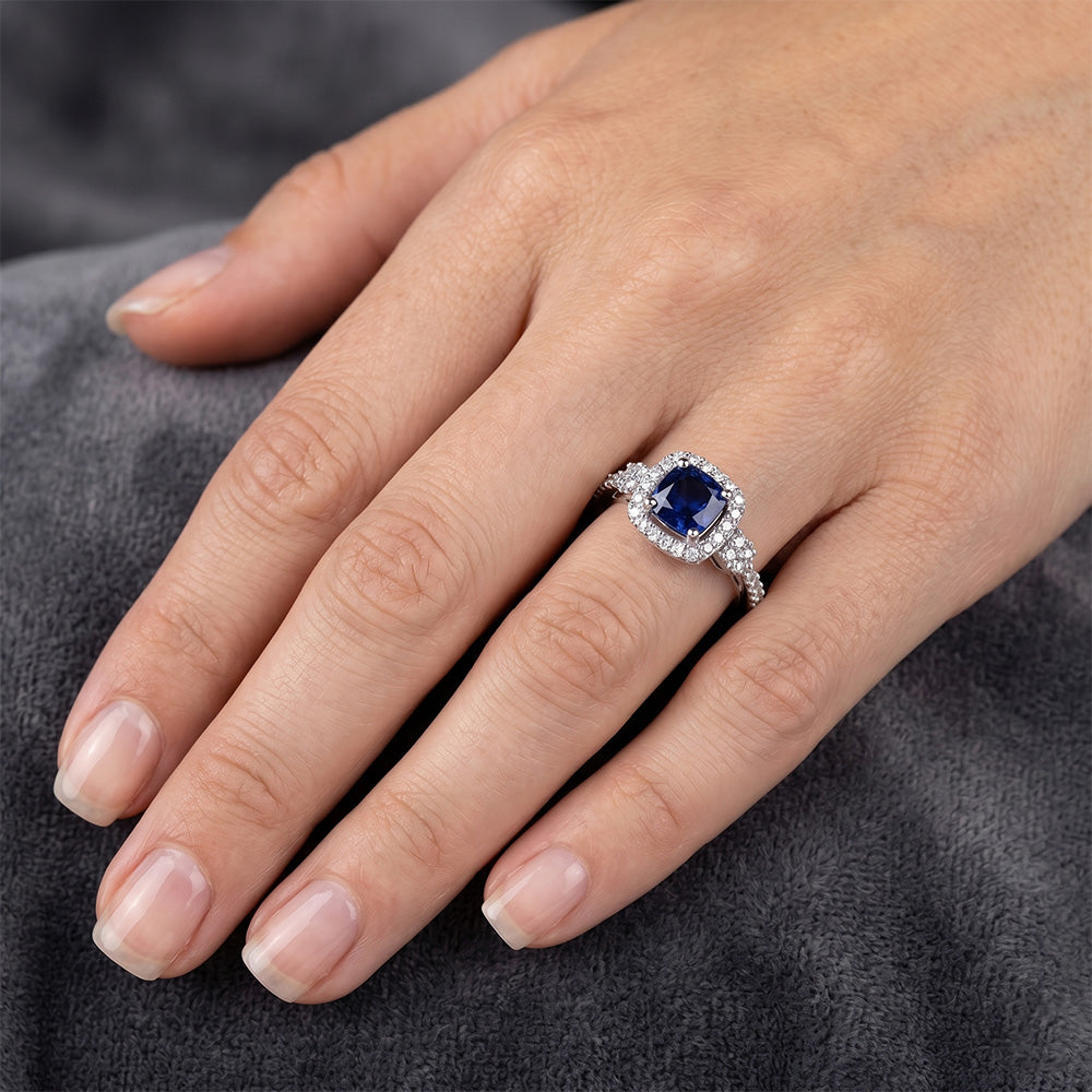 Natural Sapphire Ring 2.45ct - White Gold 14K