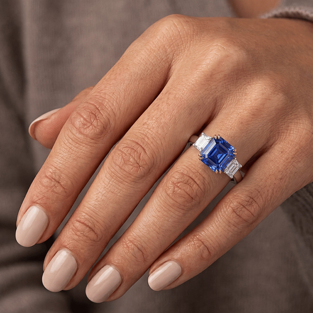 Natural Sapphire Ring 2.50ct - Two Tone 14K Gold