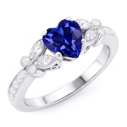 Natural Sapphire Ring 2.50ct - White Gold 14K
