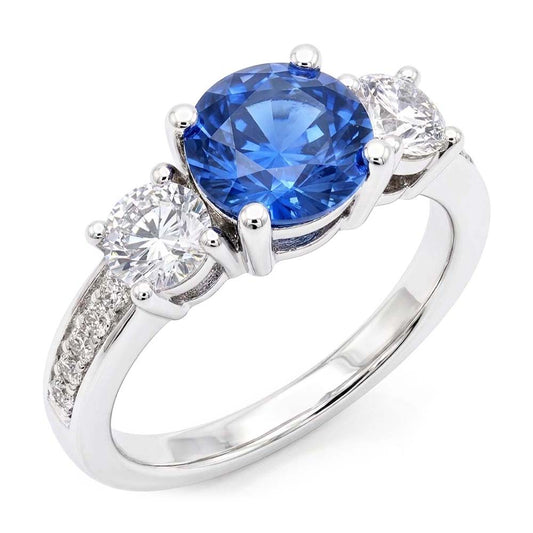 Natural Sapphire Ring 2.50ct - White Gold 14K