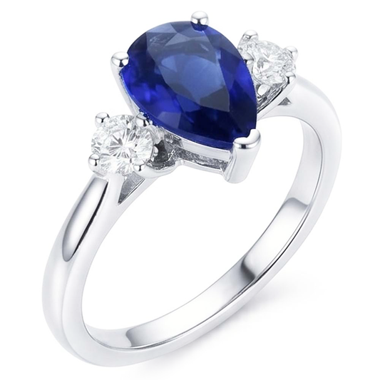 Natural Sapphire Ring 2.50ct - White Gold 14K