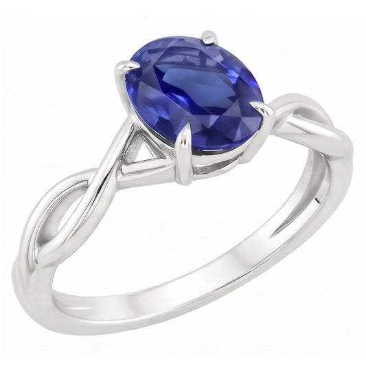 Natural Sapphire Ring 2.50ct - White Gold 14K