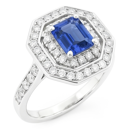Natural Sapphire Ring 2.50ct - White Gold 14K