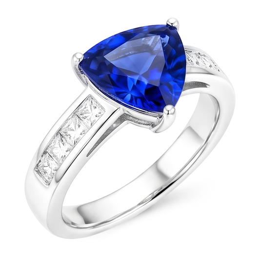 Natural Sapphire Ring 2.50ct - White Gold 14K