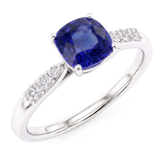 Natural Sapphire Ring 2.50ct - White Gold 14K