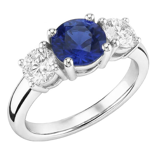 Natural Sapphire Ring 2.50ct - White Gold 14K