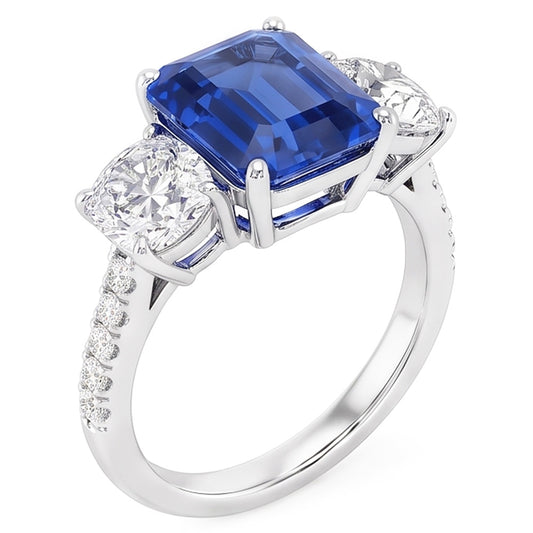 Natural Sapphire Ring 2.50ct - White Gold 14K