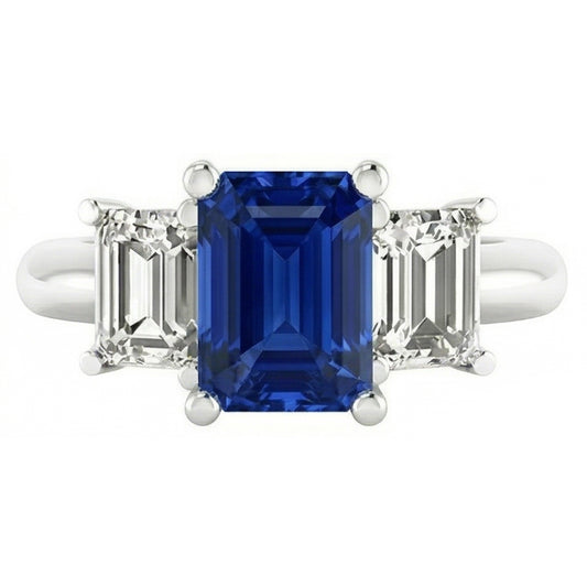 Natural Sapphire Ring 2.50ct - White Gold 14K