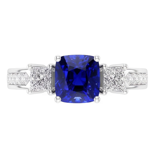Natural Sapphire Ring 2.50ct - White Gold 14K