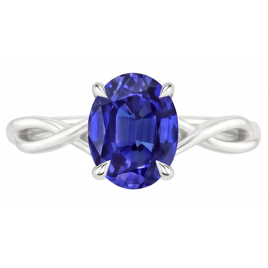 Natural Sapphire Ring 2.50ct - White Gold 14K