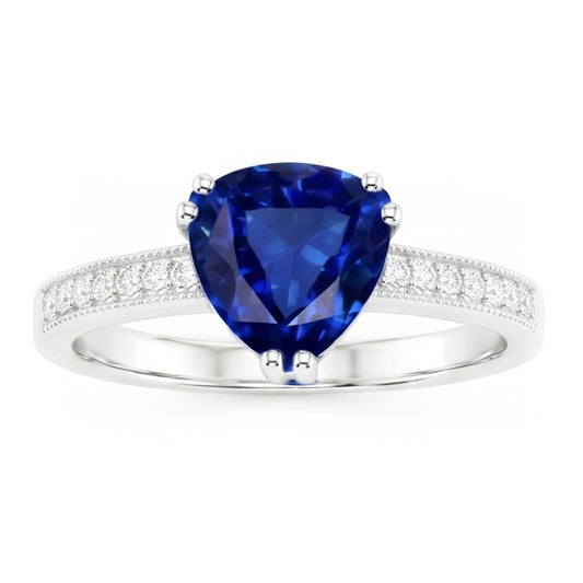Natural Sapphire Ring 2.50ct - White Gold 14K