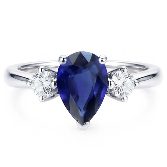 Natural Sapphire Ring 2.50ct - White Gold 14K