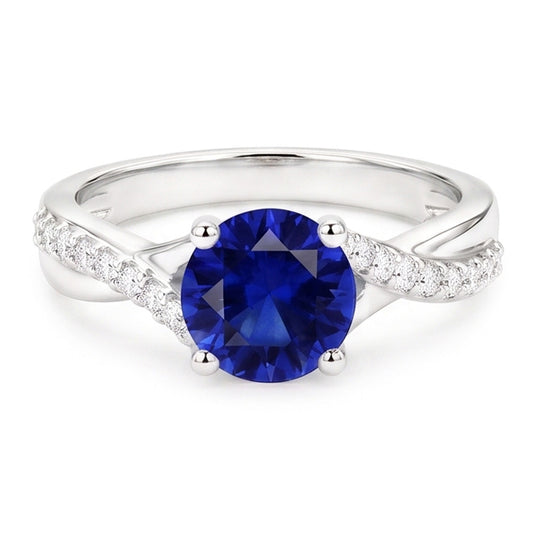 Natural Sapphire Ring 2.50ct - White Gold 14K