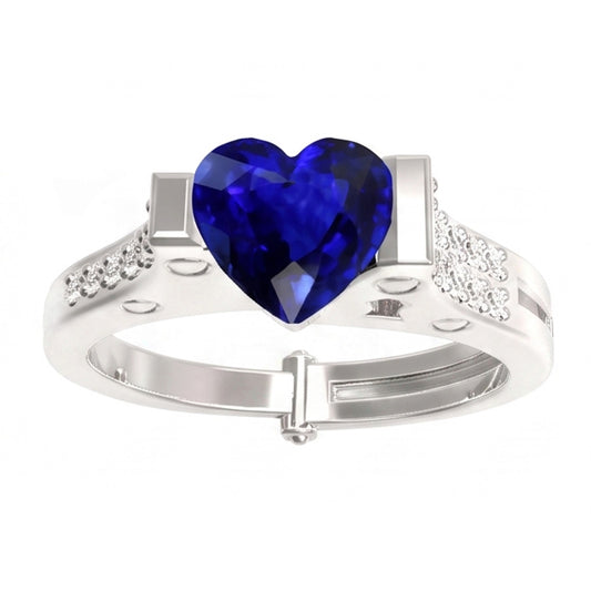 Natural Sapphire Ring 2.50ct - White Gold 14K