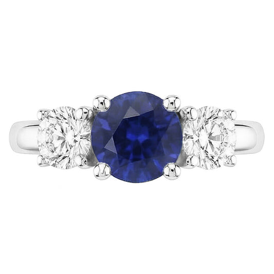 Natural Sapphire Ring 2.50ct - White Gold 14K